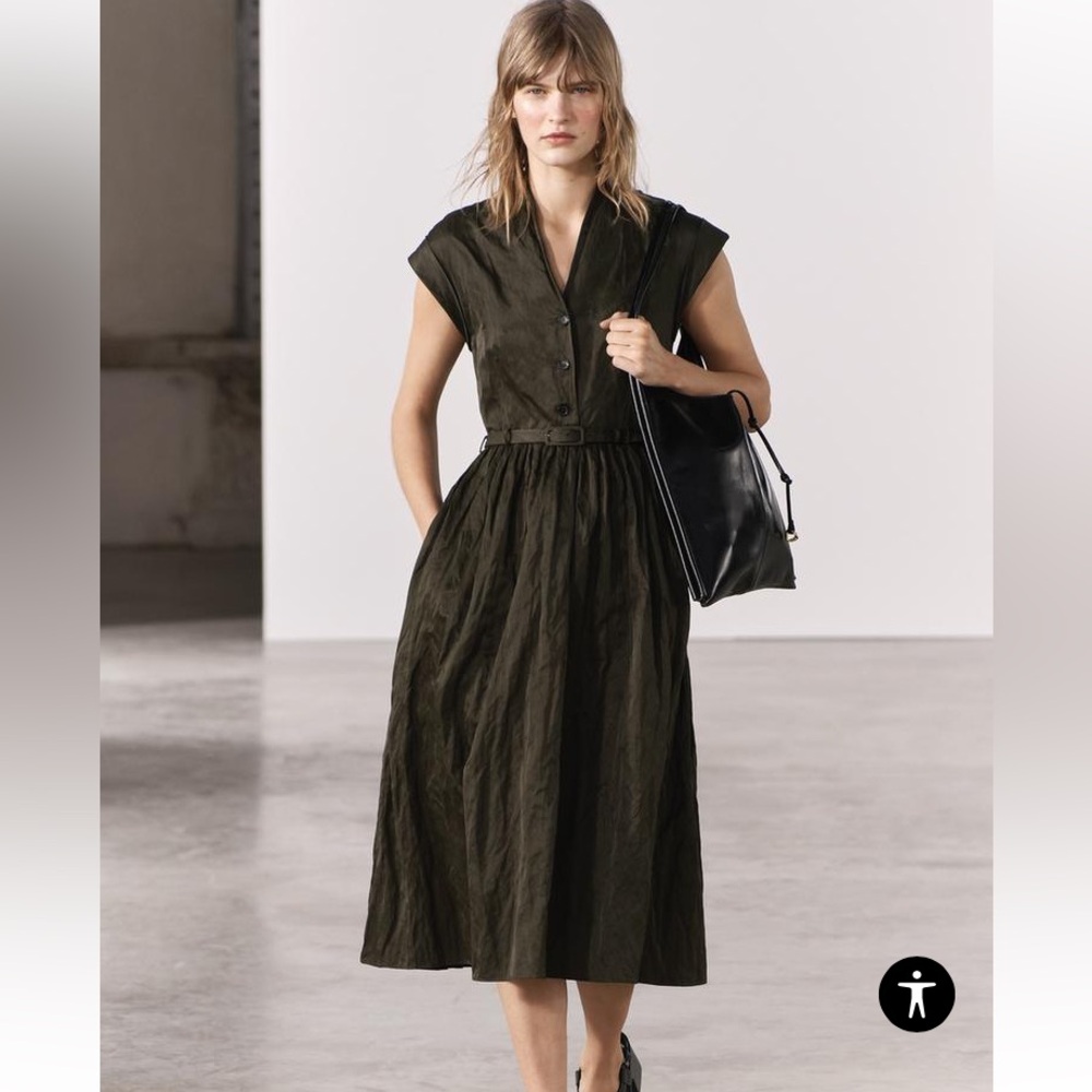 ZARA Linen Blend Shirt Dress NWT